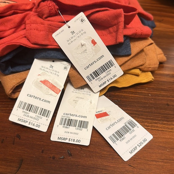 Carters Toddler Boys Three Assorted Styles Graphic T-Shirts & One Pocket Henley - Picture 16 of 16